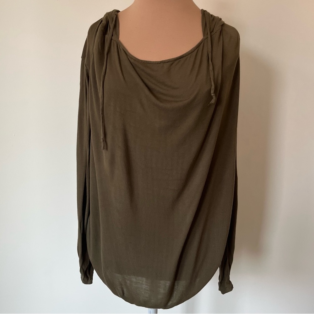 Free People Beach Army Green Lightweight Coverup Long Sleeve Hoodie Top Size XS